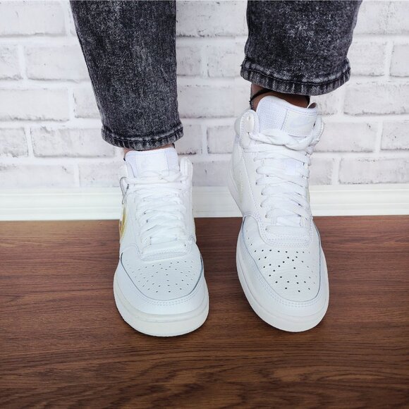 ❤️Nike Court Vision Mid Sz 6.5 Women's Shoes Sneaker White Iridescent FD0819-100 - Picture 6 of 14